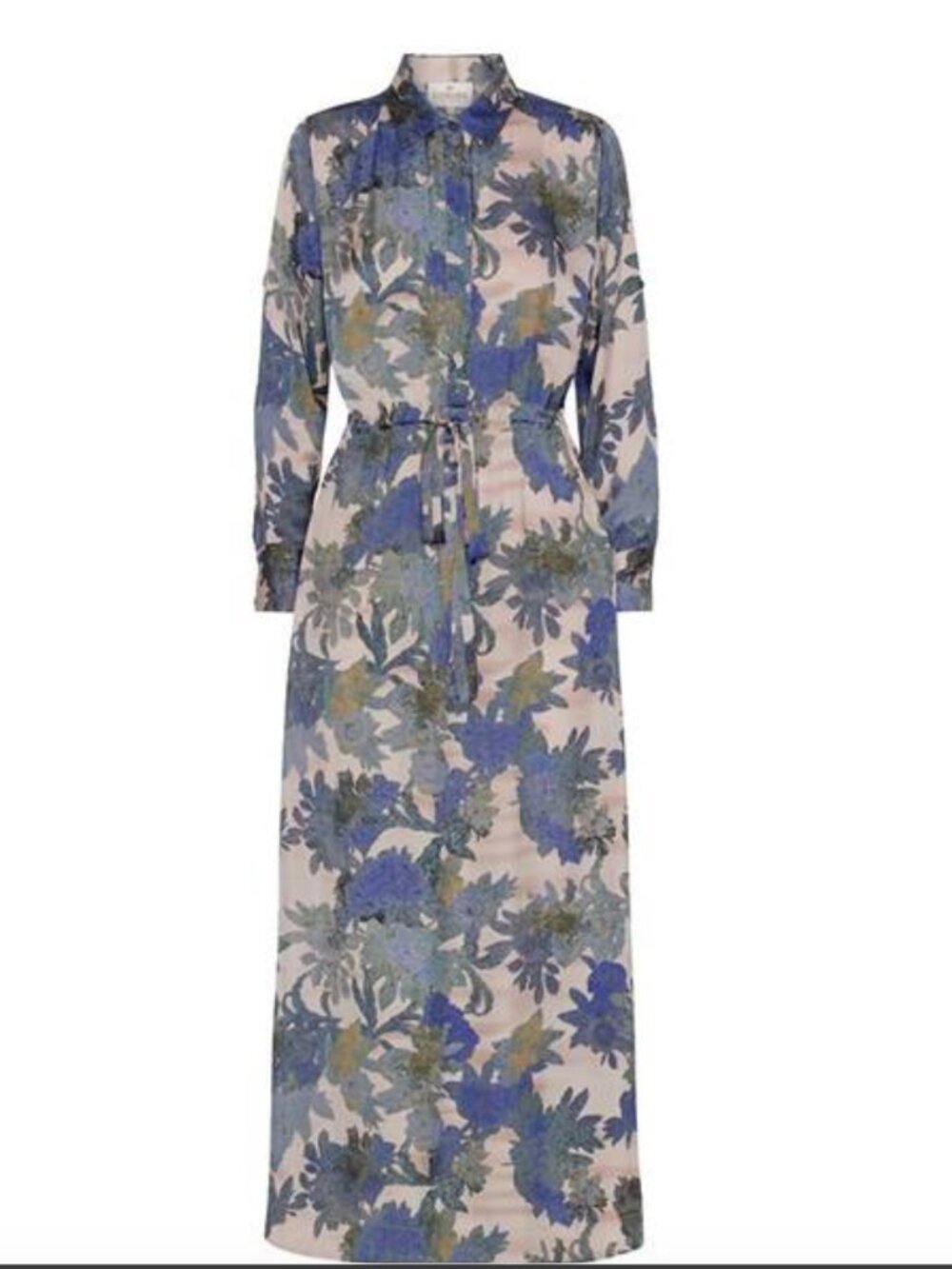 Karmamia Nakita Maxi Dress Indigo Floral Belted Long Sleeve NWT Size S